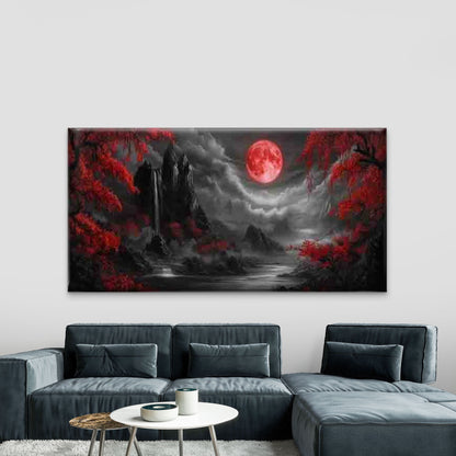 Rivers and Red Leaves Wall Art Canvas Office Home Room Framed 120x60cm