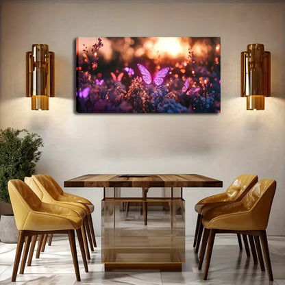 Butterflies in Blossom Modern Wall Art Canvas Office Home Room Framed 120x60cm - Bella Home Decor