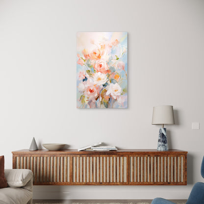Soft Pastel Peony Rose Bouquet 40x60cm Metal Print Ready to Hang