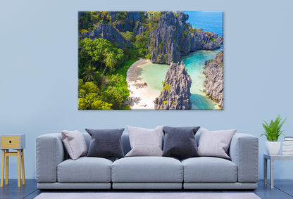 Hidden Beach Aerial View, El Nido Wall Art Decor 100% Australian Made