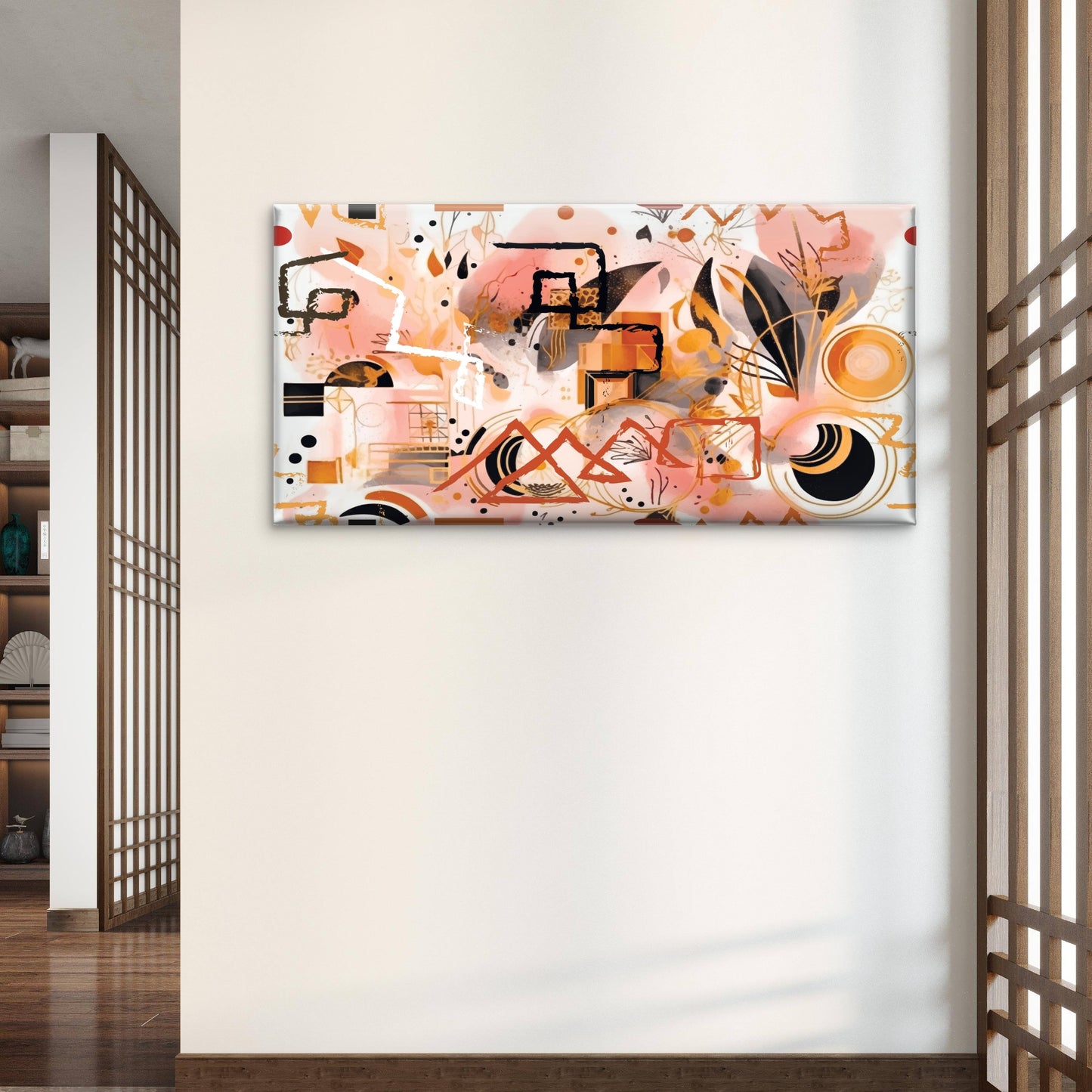 Abstract Geometric Terracotta Print Wall Art Canvas Office Home Framed 120x60cm