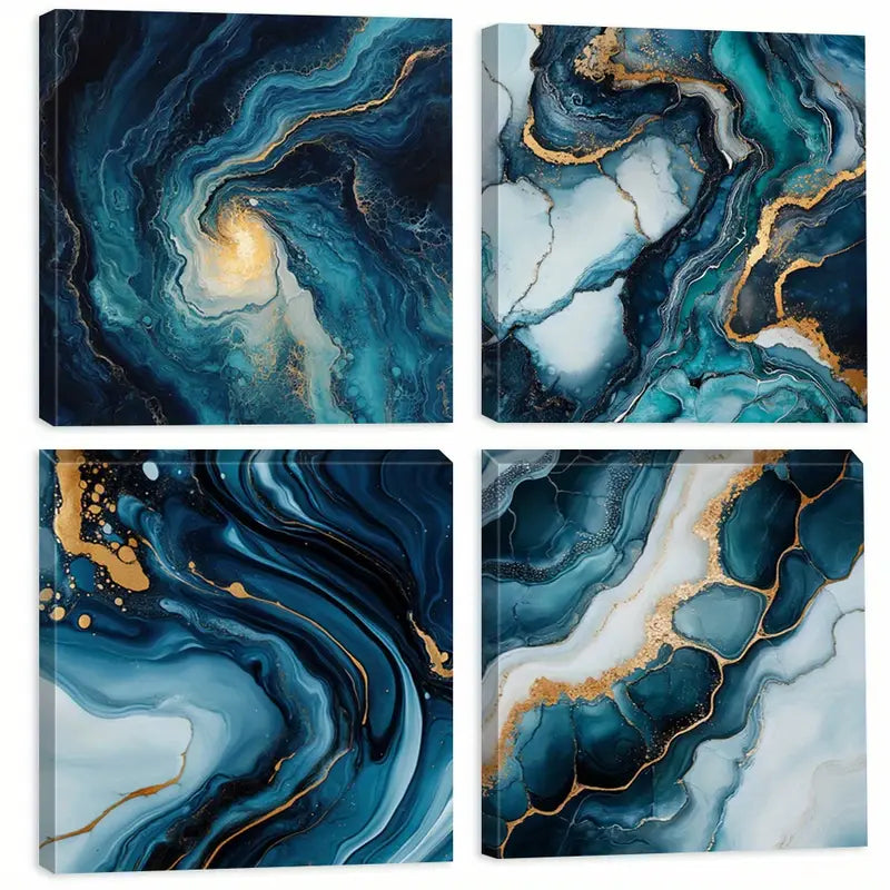 4pcs Wave Design  Wall Art Canvas Framed
