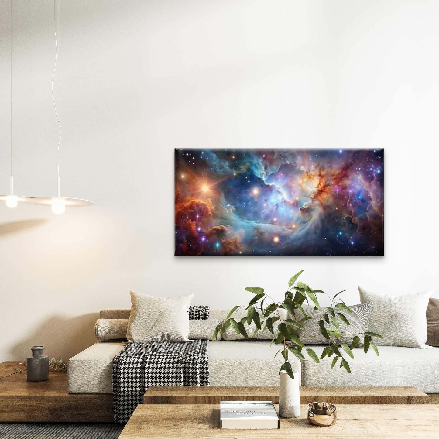Cosmic Clouds And Stars in Spac Wall Art Canvas Office Home Room Framed 120x60cm - Bella Home Decor