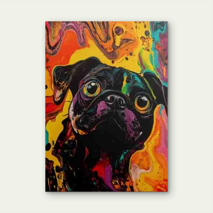 Colorful Abstract Pug Dog Metal Print Ready to Hang - Bella Home Decor