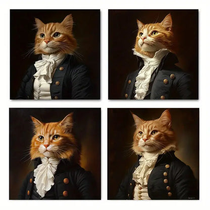 4pcs legant Orange Tabby in Regency TR Wall Art Canvas Framed