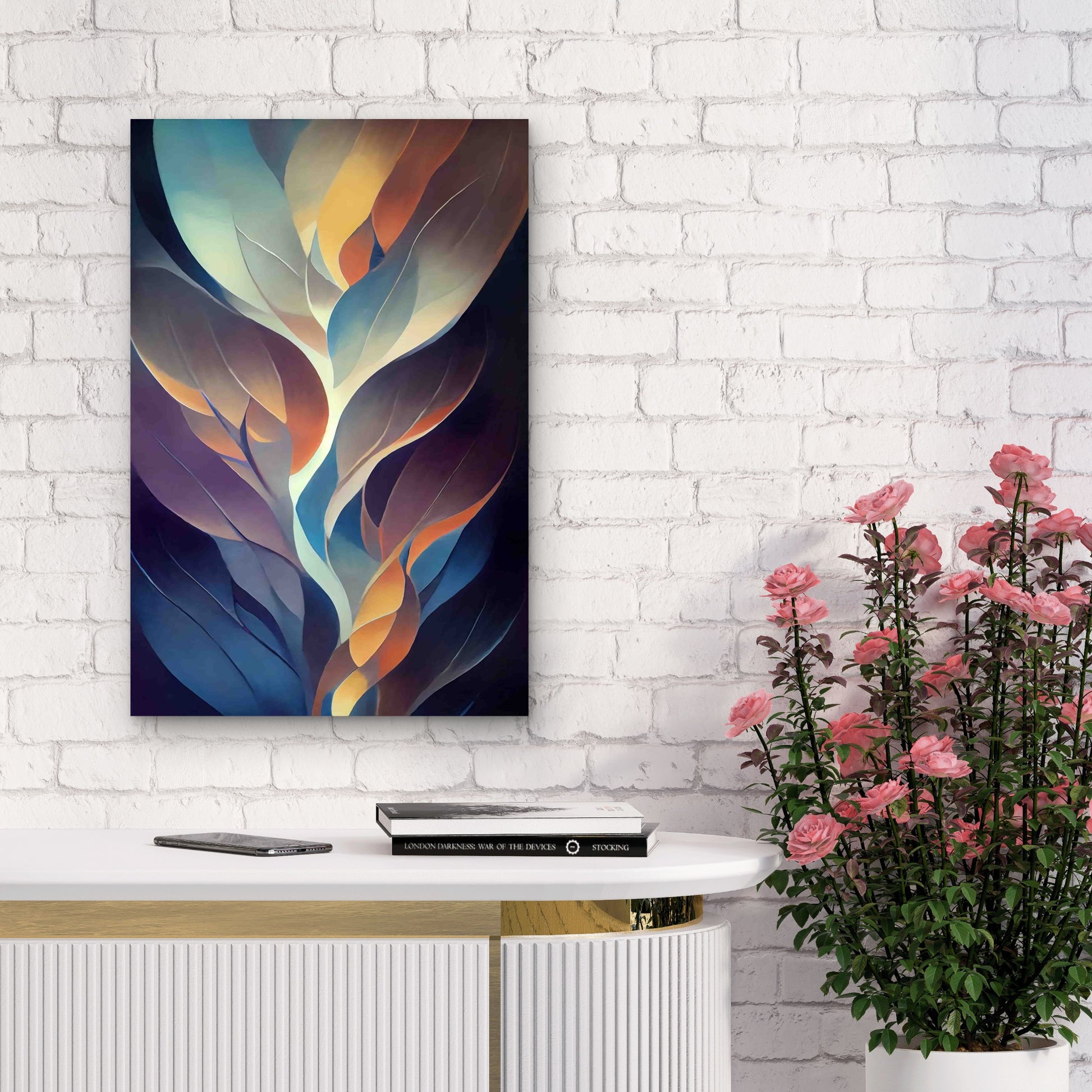 Tree Life Abstract With Growing Lines 60x90cm Metal Print Ready to Hang