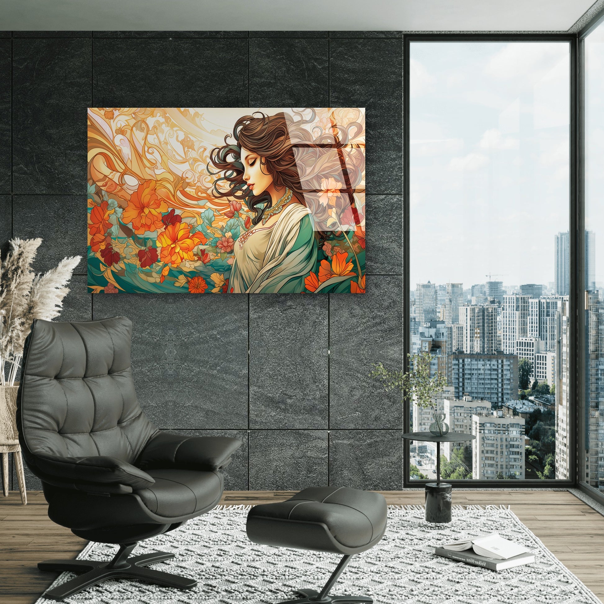 Nouveau Fantasy Woman Floral Acrylic Glass Printing Wall Art Australian Made Quality