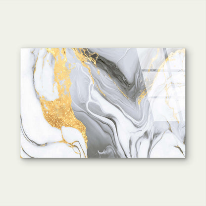 White Grey Marble Texture Gold Foil Acrylic Glass Printing Wall Art Australian Made Quality