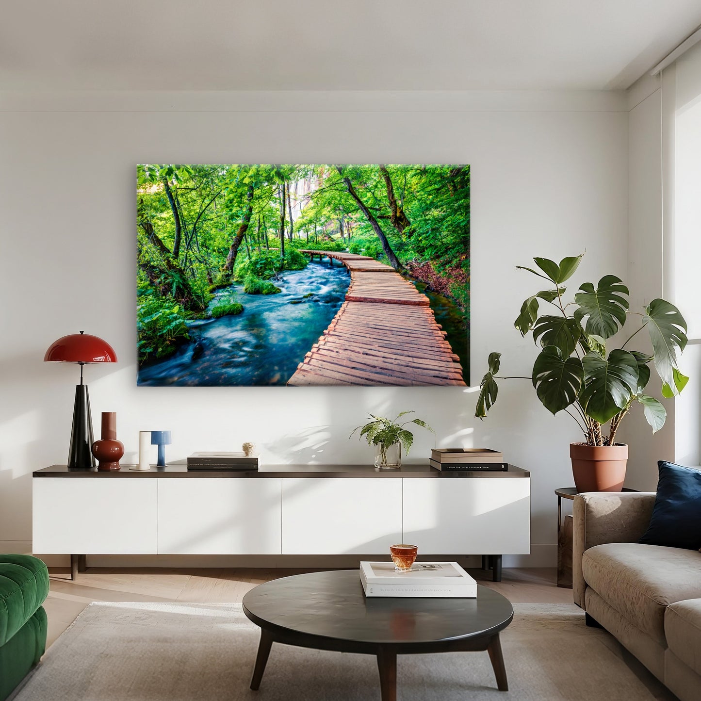 Lush Green Forest Path Along Plitvice Lakes In Croatia Wall Art Decor 100% Australian Made