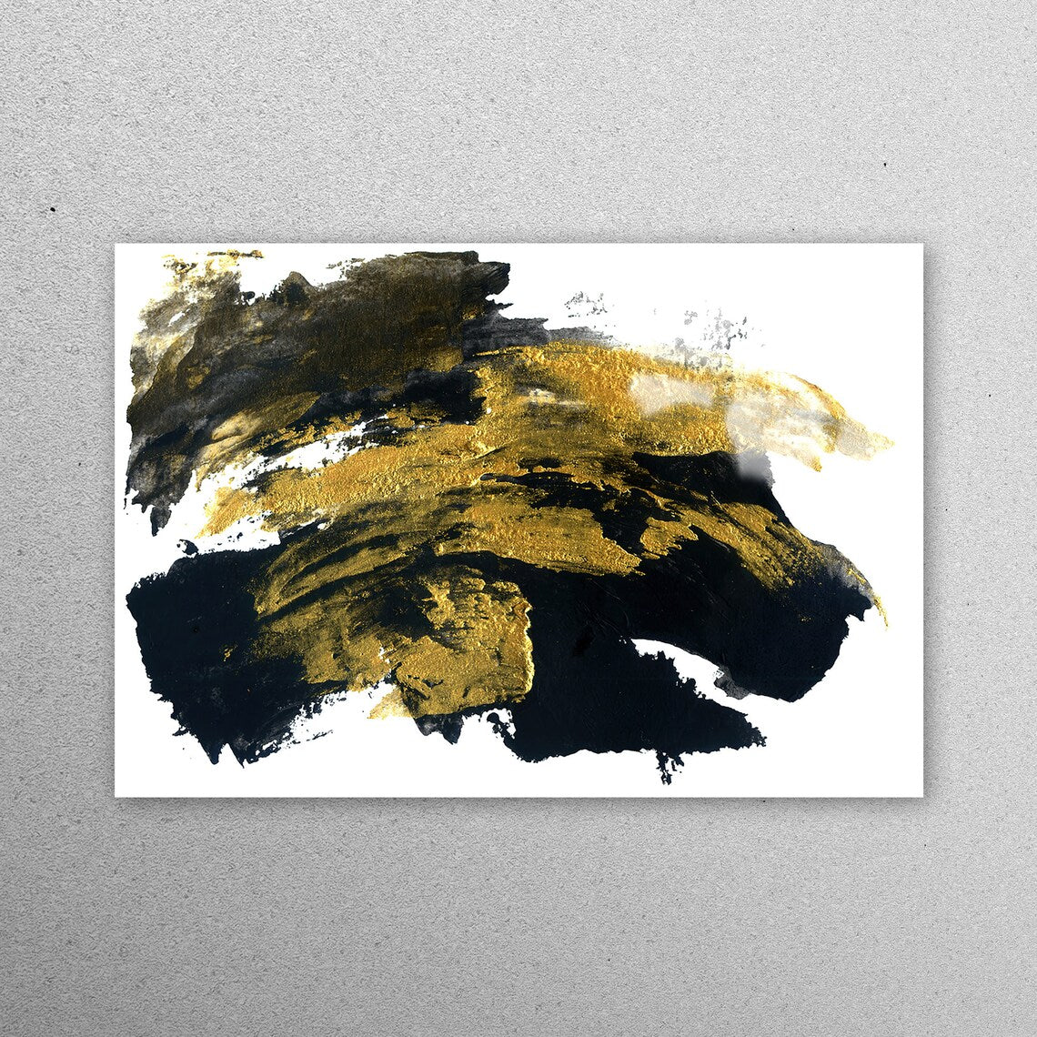 Black And Gold Brush Effect Acrylic Glass Print Tempered Glass Wall Art 100% Made in Australia Ready to Hang