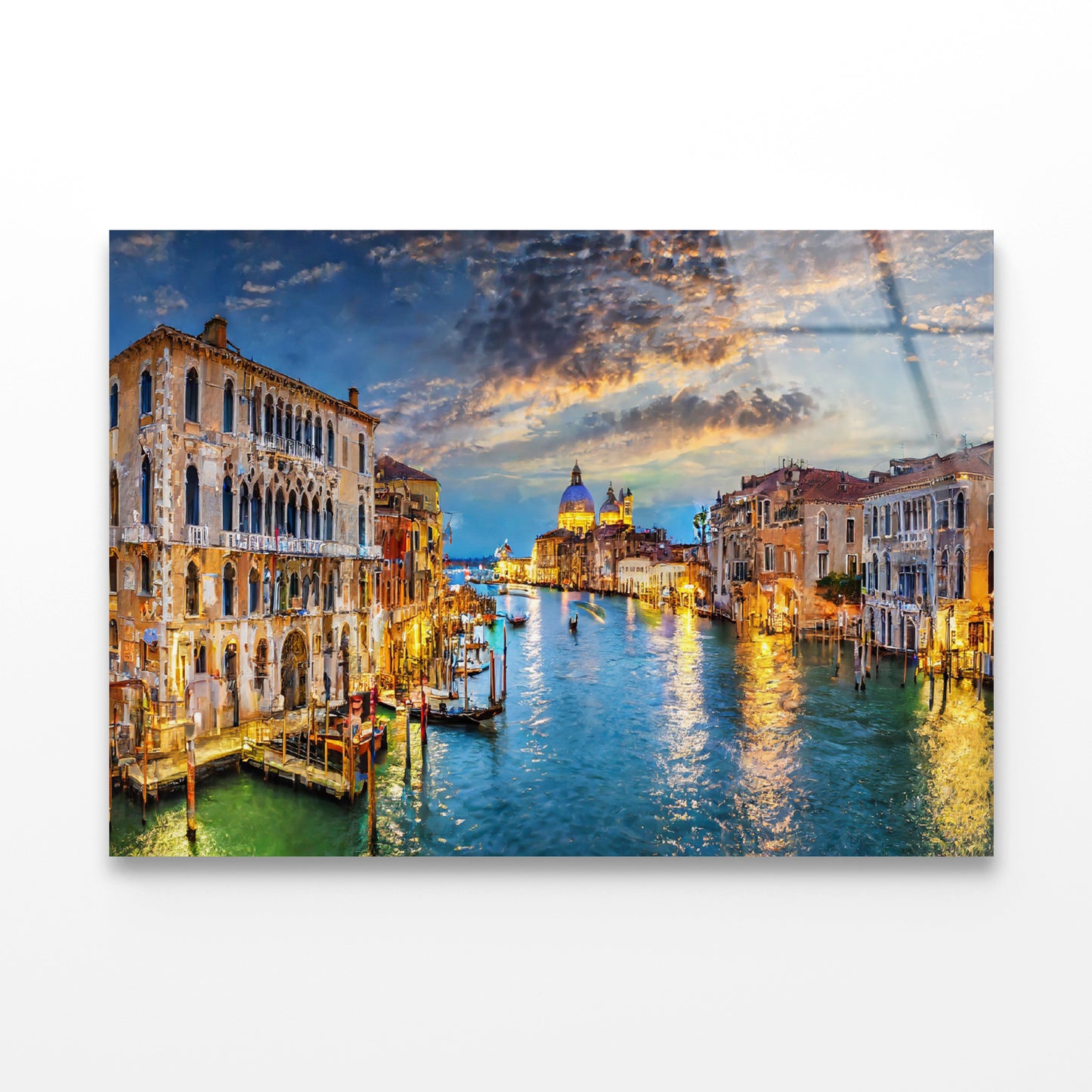 Canal with Buildings & Sky Acrylic Glass Print Tempered Glass Wall Art 100% Made in Australia Ready to Hang - Bella Home Decor