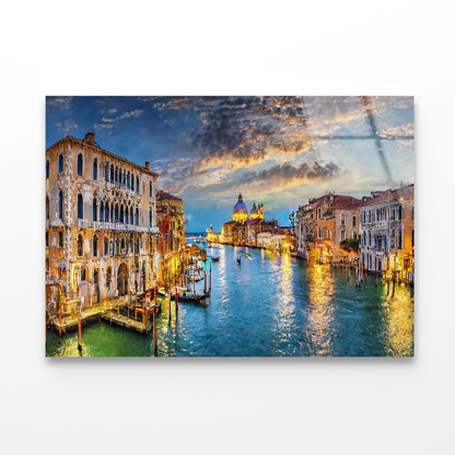 Canal with Buildings & Sky Acrylic Glass Print Tempered Glass Wall Art 100% Made in Australia Ready to Hang - Bella Home Decor