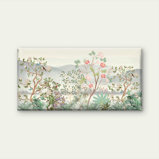Chinoiserie Floral & Bird Tree Wall Art Canvas Office Home Room Framed 120x60cm