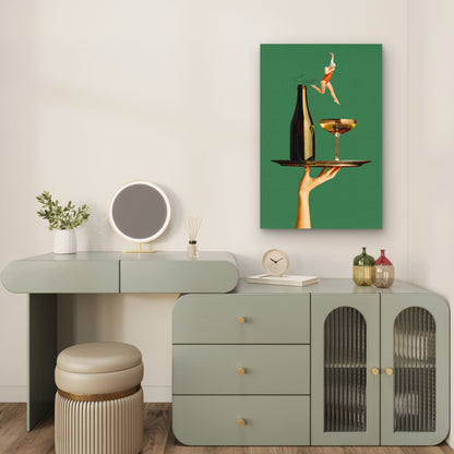 Surreal Swimmer Wine Bottle Art 60x90cm Metal Print Ready to Hang - Bella Home Decor
