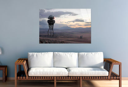 Futuristic Desert Sunse Tempered Glass Printing Wall Art Australian Made Quality
