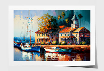 Cityscape View Inspired From Marina Australia Oil Painting Limited Edition High Quality Print Unframed Roll Canvas None