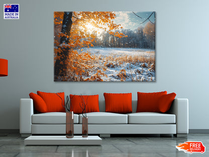 Winter with Autumn Leaves Print 100% Australian Made - Bella Home Decor