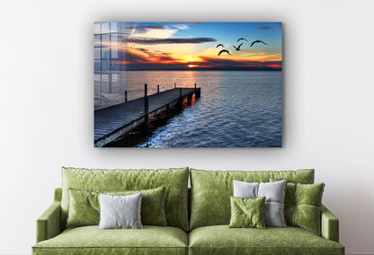 Sunset Sky at the Dock UV Direct Aluminum Print Australian Made Quality