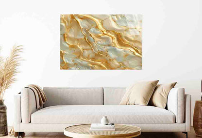 Abstract White Gold Tempered Glass Printing Wall Art Australian Made Quality