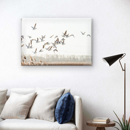 Neutral Toned Minimalist Flying Geese Birds Rustic Landscape  Wall Art Decor 100% Australian Made