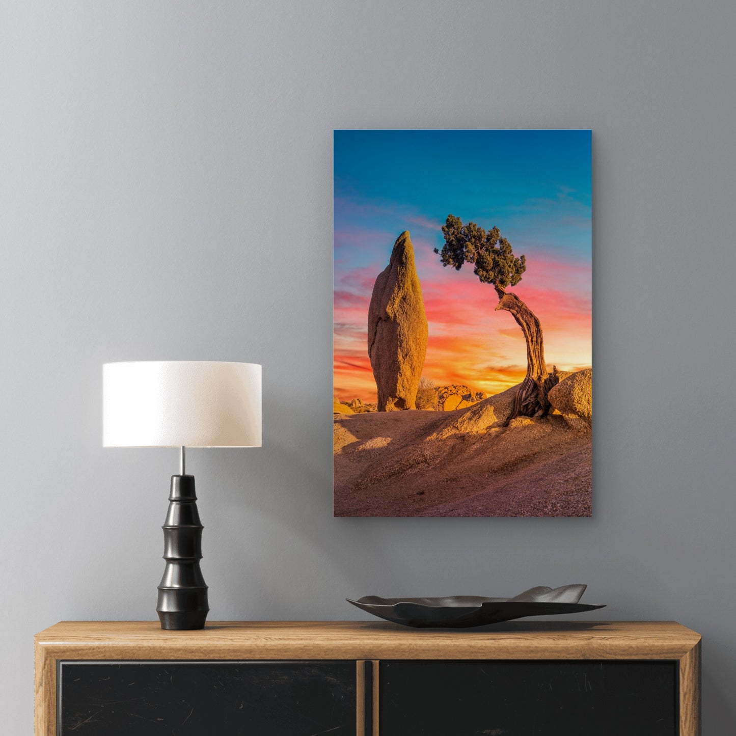 Sunset Joshua Tree Desert Nature 40x60cm Metal Print Ready to Hang