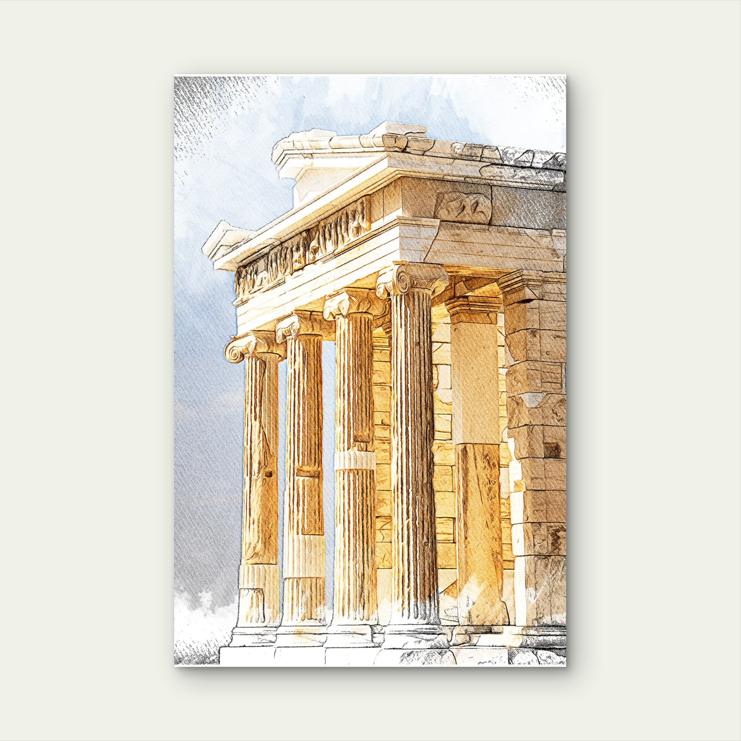 Ancient Greek Temple Acropolis Column 40x60cm Metal Print Ready to Hang