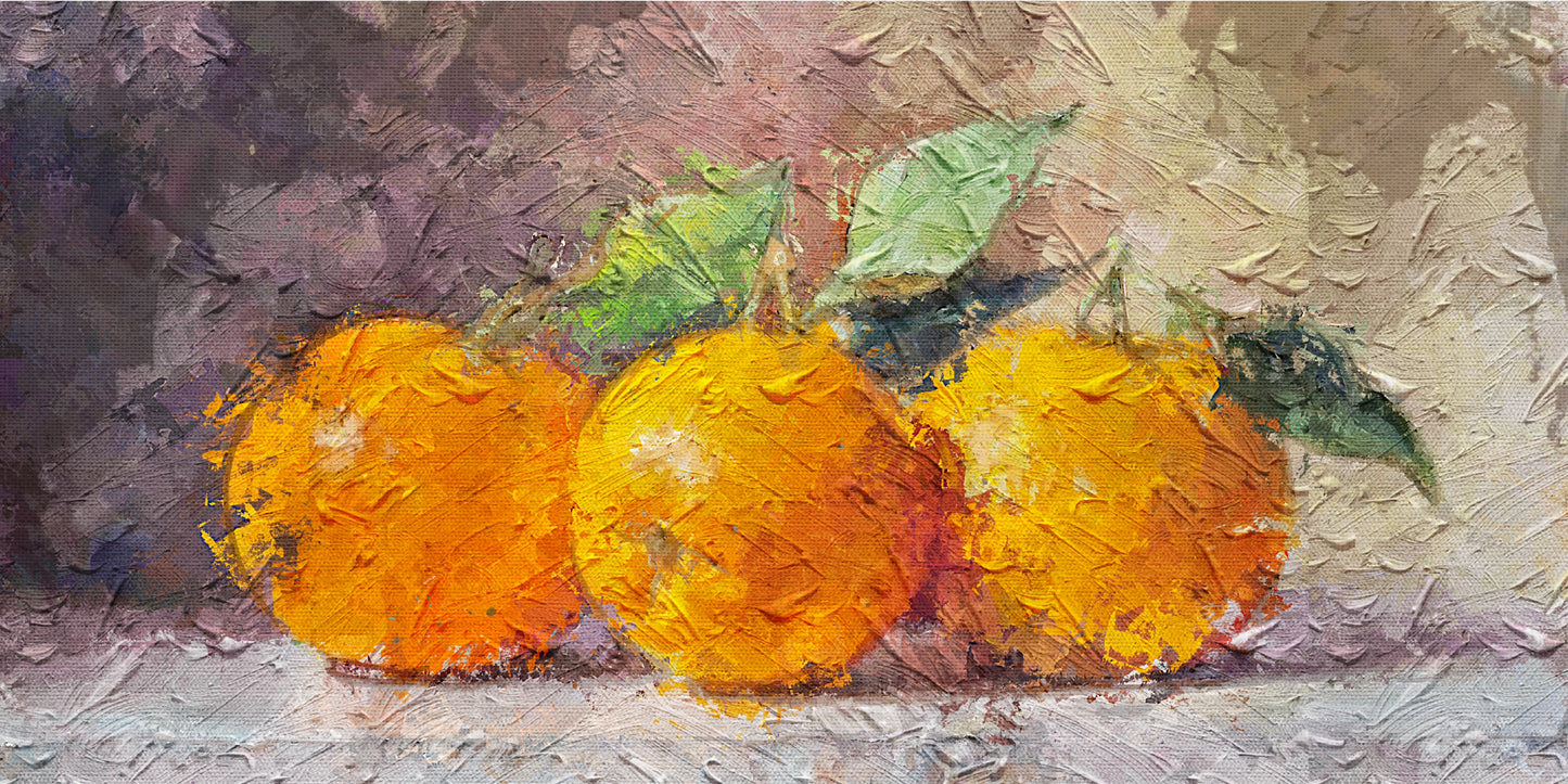 Three Oranges Fruit Citrus Painting Wall Art Canvas Office Home Room Framed 120x60cm