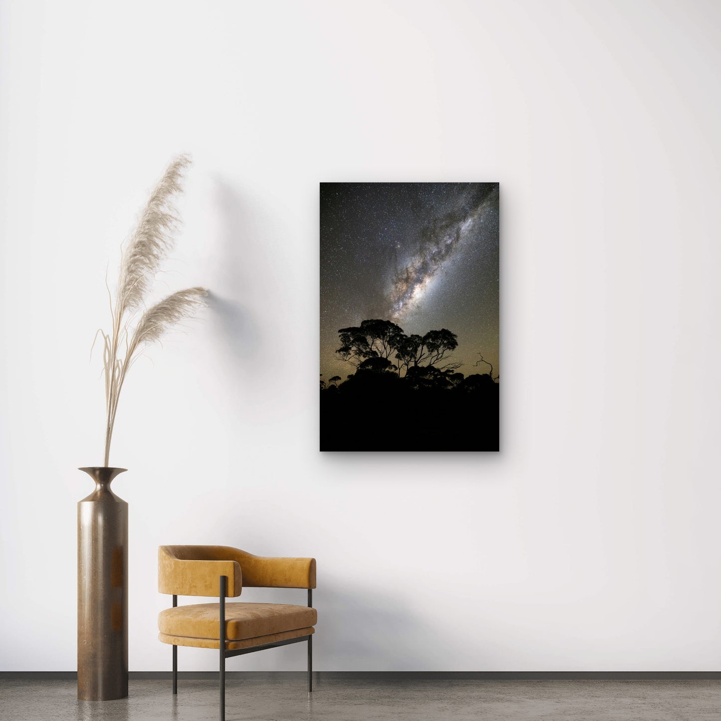 Milky Way Above Silhouetted Trees 40x60cm Metal Print Ready to Hang