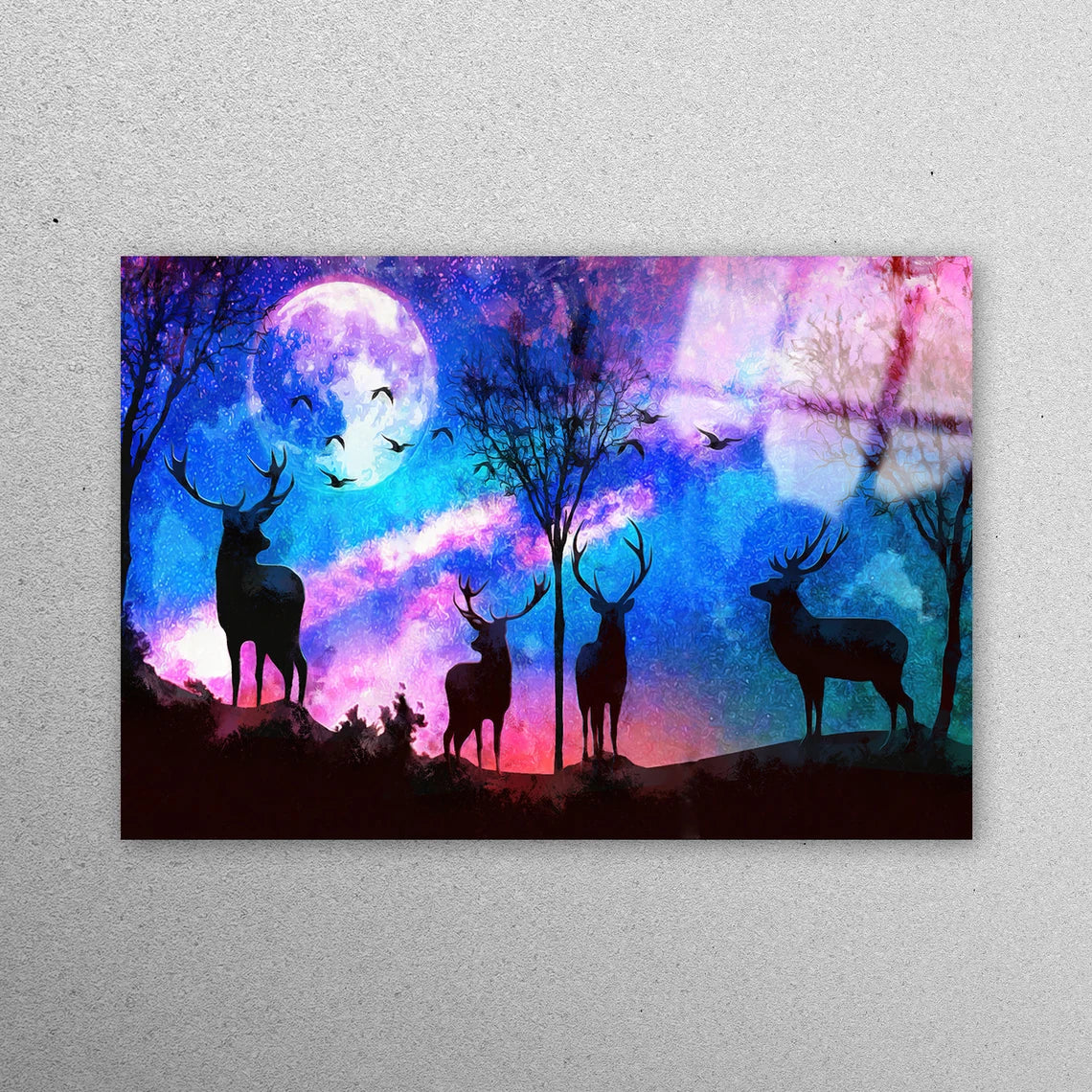 Full Moon Deer's Wall Art Acrylic Glass Print Tempered Glass Wall Art 100% Made in Australia Ready to Hang