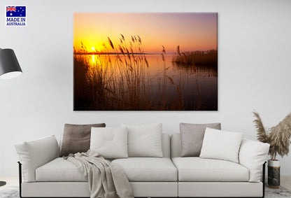 Sunset on the River Golden Hour Scenery Wall Art Decor 100% Australian Made