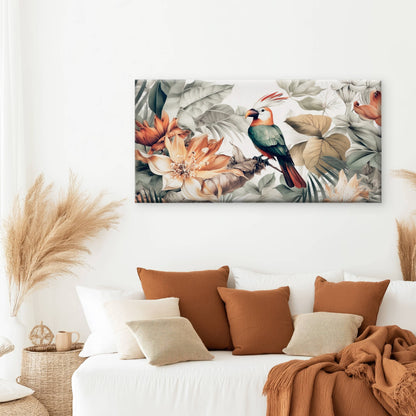 Tropical Bird Parrot Floral Wall Art Canvas Office Home Room Framed 120x60cm - Bella Home Decor
