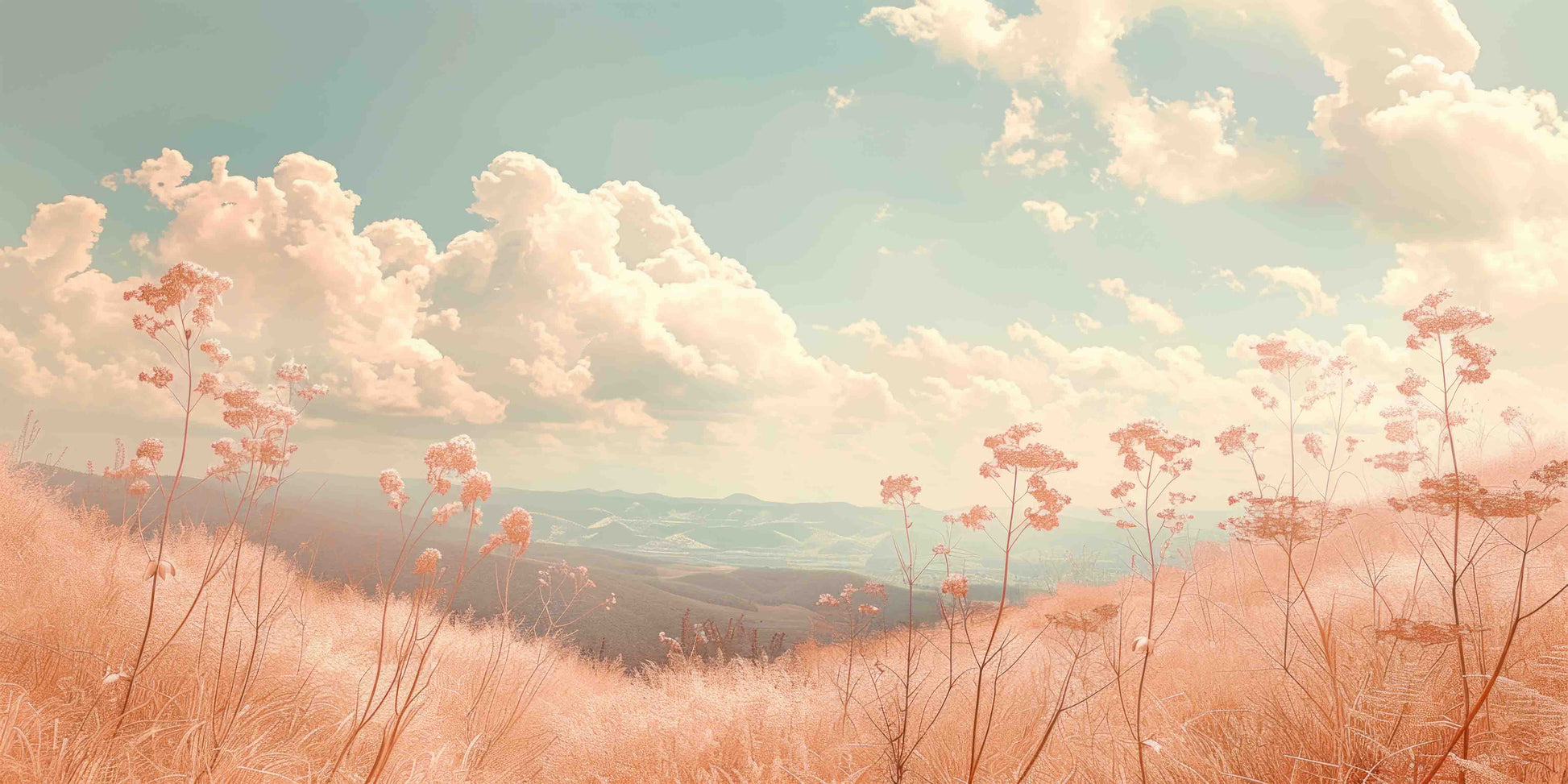 Soft Peach Sunset Field View Wall Art Canvas Office Home Room Framed 120x60 cm - Bella Home Decor