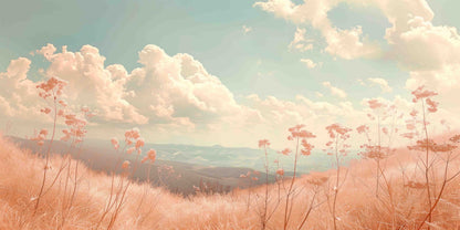 Soft Peach Sunset Field View Wall Art Canvas Office Home Room Framed 120x60 cm - Bella Home Decor