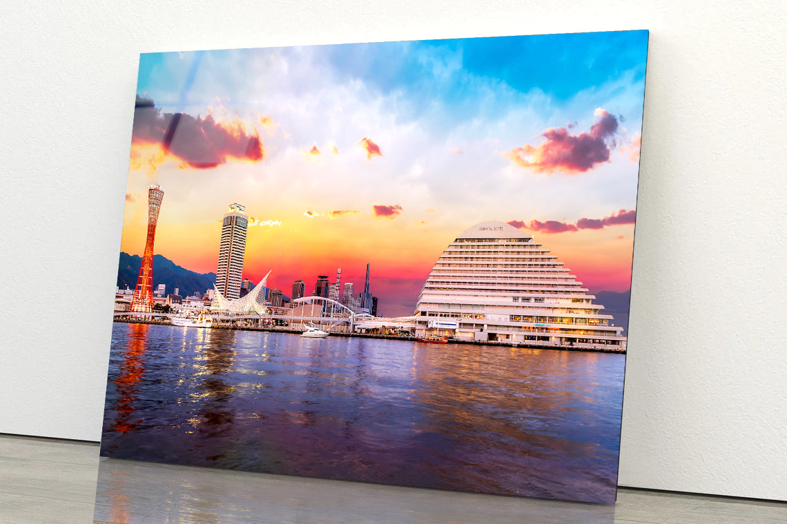 Skyline of Kobe with Evening Sky Acrylic Glass Print Tempered Glass Wall Art 100% Made in Australia Ready to Hang - Bella Home Decor