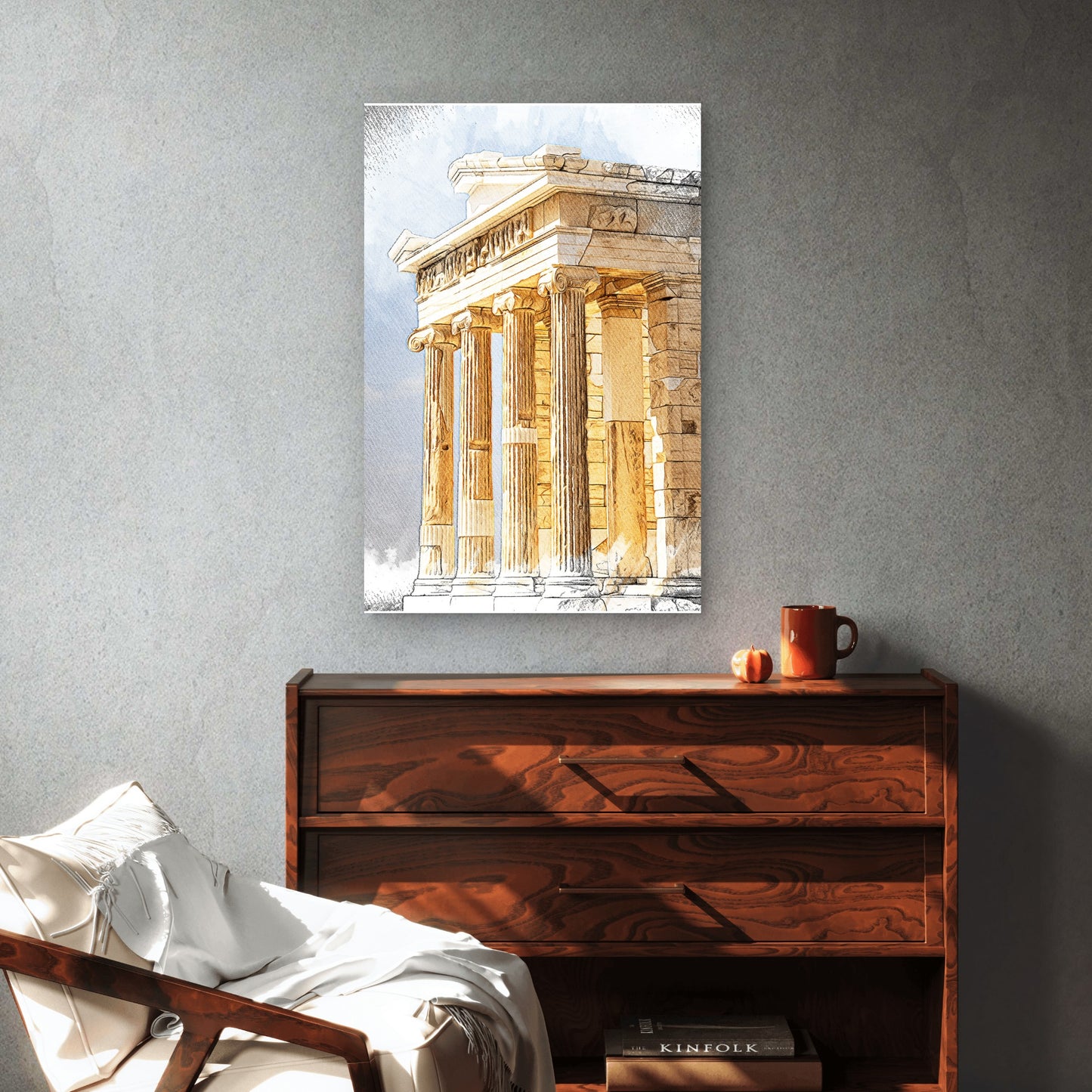 Ancient Greek Temple Acropolis Column 40x60cm Metal Print Ready to Hang