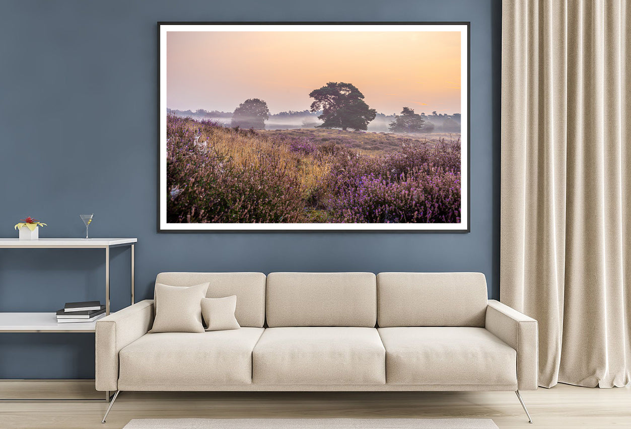 Serene Field of Beautiful Purple Flowers with Trees Home Decor Premium Quality Poster Print Choose Your Sizes - Bella Home Decor