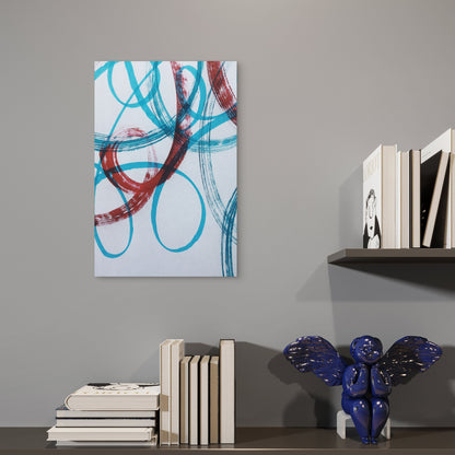 Teal and Red Abstract Swirls 60x90cm Metal Print Ready to Hang - Bella Home Decor