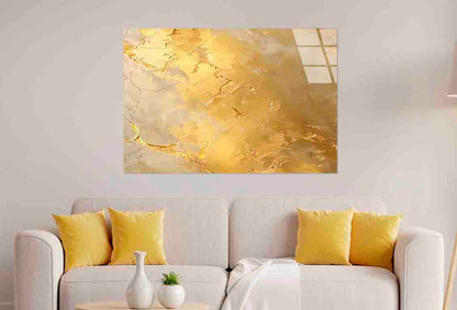 Metallic Gold Marbled Tempered Glass Printing Wall Art Australian Made Quality - Bella Home Decor