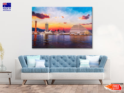 Skyline of Kobe with Evening Sky Print 100% Australian Made - Bella Home Decor