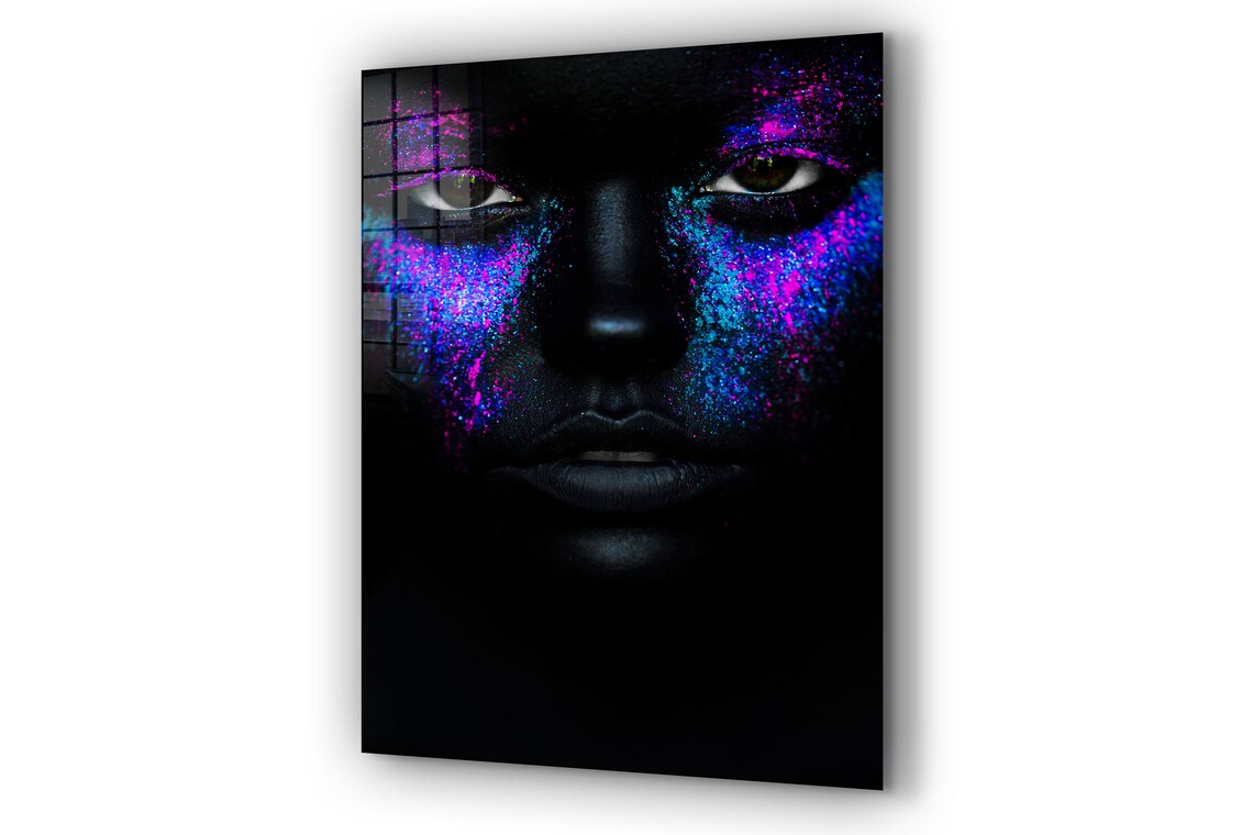 Woman in Blue Glitter UV Direct Aluminum Print Australian Made Quality