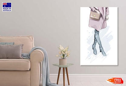 Pink Lady with Peach Colored Bag Print 100% Australian Made