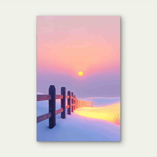 Winter Sunset Snow Landscape 60x90cm Metal Print Ready to Hang