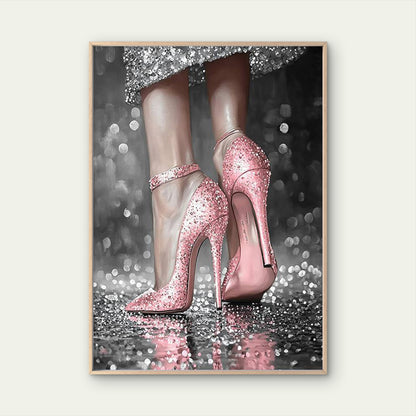 Woman Holding Disco Ball in Pink Heels Fashion Home Decor Premium Quality Poster Print Choose Your Sizes - Bella Home Decor