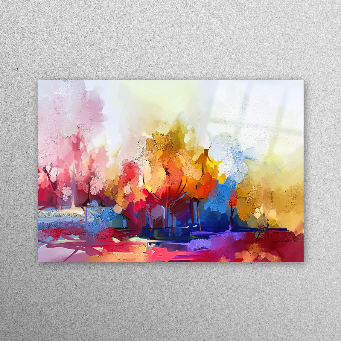 Colorful Tree Oil Painting Acrylic Glass Print Tempered Glass Wall Art 100% Made in Australia Ready to Hang