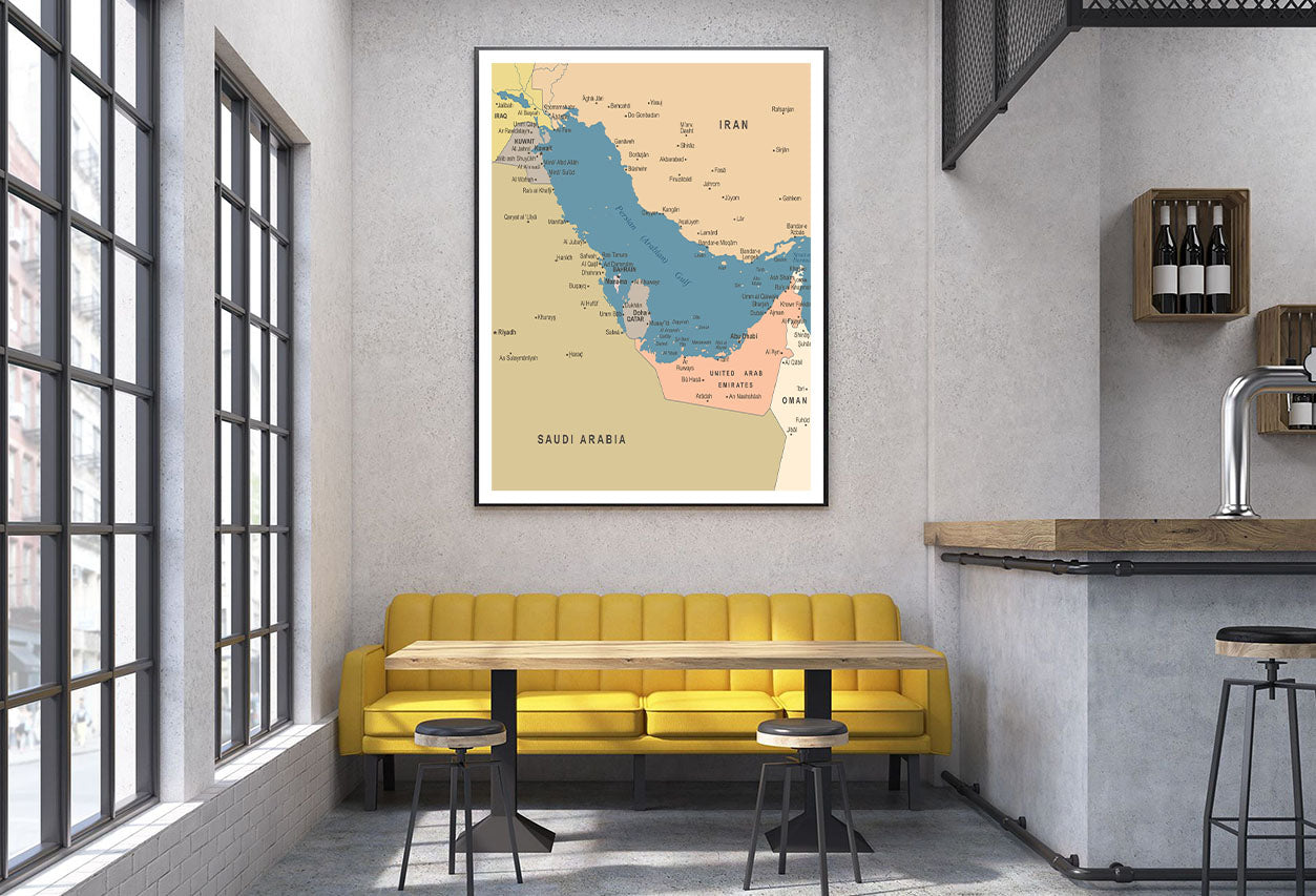 Persian Gulf Map Home Decor Premium Quality Poster Print Choose Your Sizes