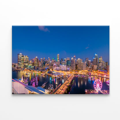 Sydney City and Darling Harbour Wall Art Decor 100% Australian Made
