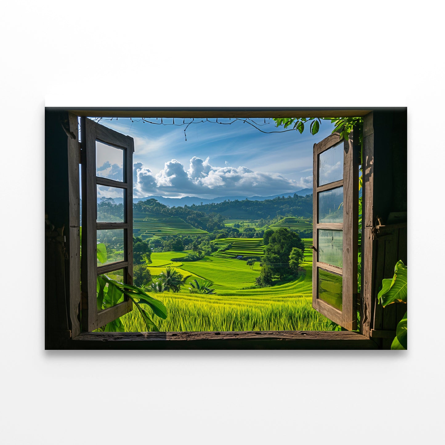 View of a Green Field through a Window Print 100% Australian Made - Bella Home Decor