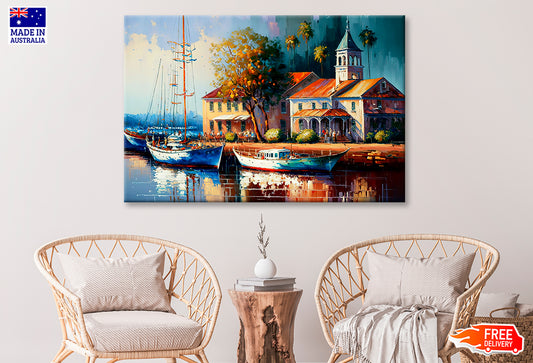 Cityscape View Inspired From Marina Australia Oil Painting Limited Edition High Quality Print