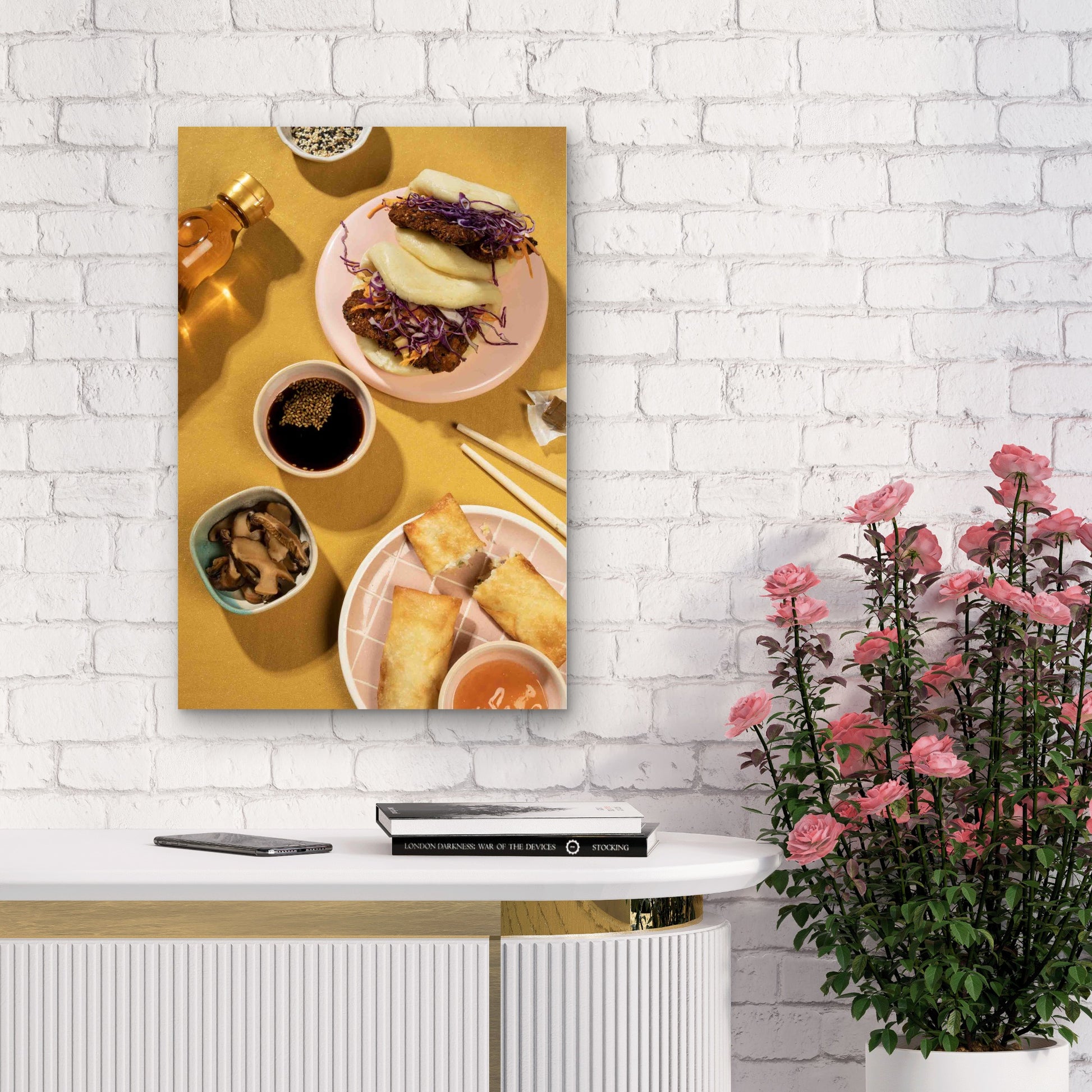 Asian Bao Buns Spring Rolls 60x90cm Metal Print Ready to Hang - Bella Home Decor