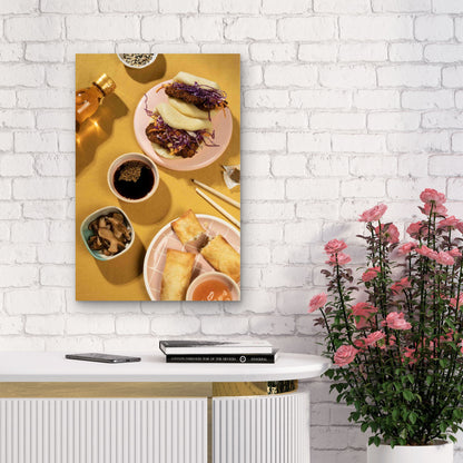 Asian Bao Buns Spring Rolls 60x90cm Metal Print Ready to Hang - Bella Home Decor